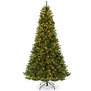 Costway 8-ft Artificial Xmas Tree with 1498 PVC Branch Tips - 880 Warm White LED Lights