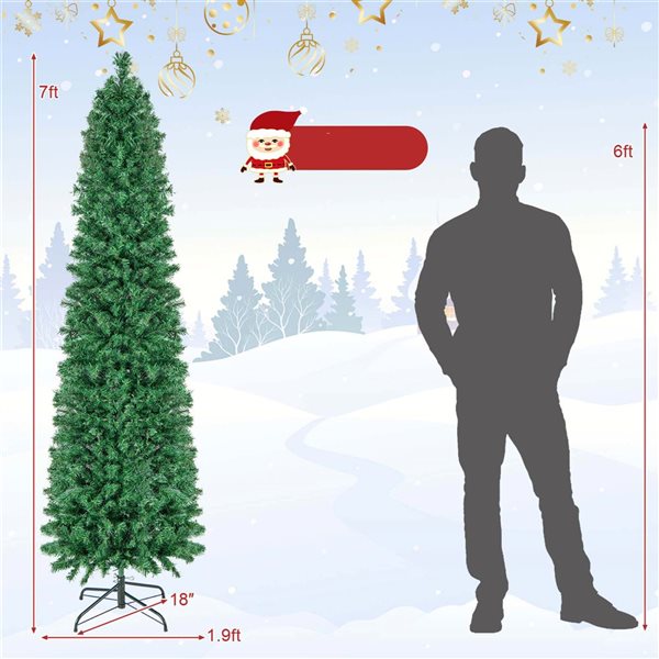 Costway 7-ft Pre-Lit Artificial Xmas Tree with Colourful Fibre Optics and 697 PVC Branch Tips