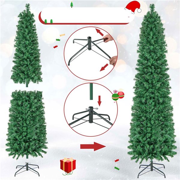 Costway 7-ft Pre-Lit Artificial Xmas Tree with Colourful Fibre Optics and 697 PVC Branch Tips