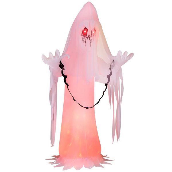 8FT Halloween Inflatable Ghost Blow-up Haunting Ghost Bride with Flame LED Light