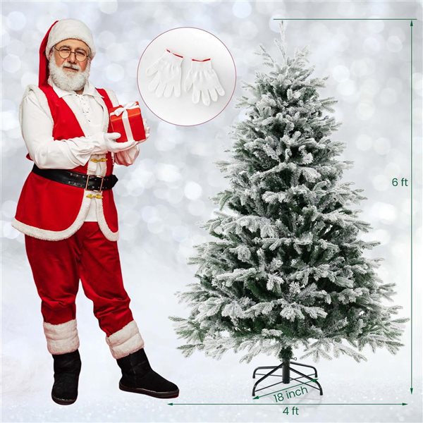 Costway 6-ft Pre-Lit Christmas Tree Snow Flocked Hinged Xmas