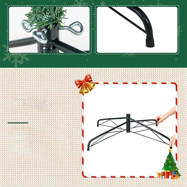 Costway 9-ft 1298 Tip Pre-Lit Christmas Tree Hinged Slim Pencil Xmas with 500 LED Lights