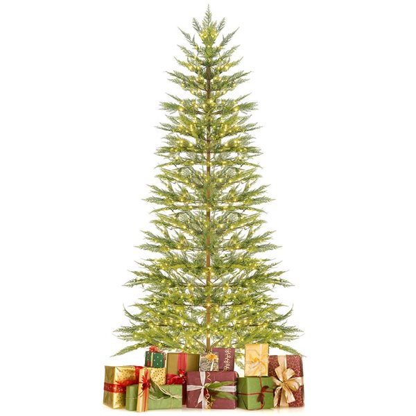 Costway 7.5-ft 540 Light Pre-Lit Christmas Tree Hinged with 612 PE Branch Tips and Timer