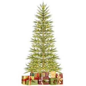 Costway 7.5-ft 540 Light Pre-Lit Christmas Tree Hinged with 612 PE Branch Tips and Timer