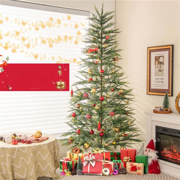 Costway 7.5-ft 540 Light Pre-Lit Christmas Tree Hinged with 612 PE Branch Tips and Timer