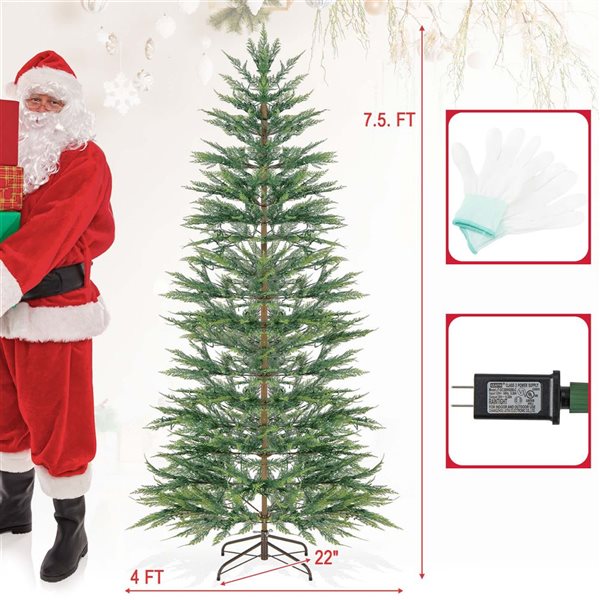 Costway 7.5-ft 540 Light Pre-Lit Christmas Tree Hinged with 612 PE Branch Tips and Timer