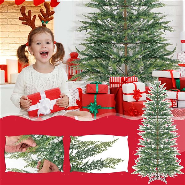 Costway 7.5-ft 540 Light Pre-Lit Christmas Tree Hinged with 612 PE Branch Tips and Timer