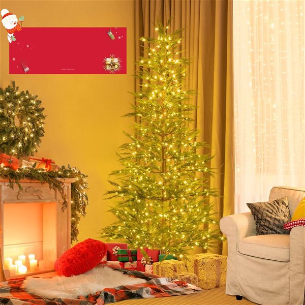 Costway 7.5-ft 540 Light Pre-Lit Christmas Tree Hinged with 612 PE Branch Tips and Timer