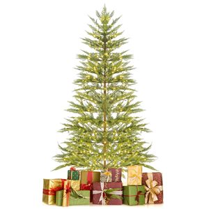 Costway 6.5-ft Pre-Lit Christmas Tree Hinged with 470 PE Branch Tips Timer and 430 Lights