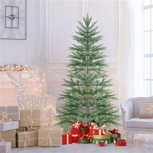 Costway 6.5-ft Pre-Lit Christmas Tree Hinged with 470 PE Branch Tips Timer and 430 Lights