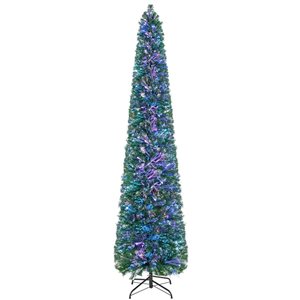 Costway 8-ft Pre-Lit Artificial Xmas Tree with Colourful Fibre Optics and 889 PVC Branch Tips