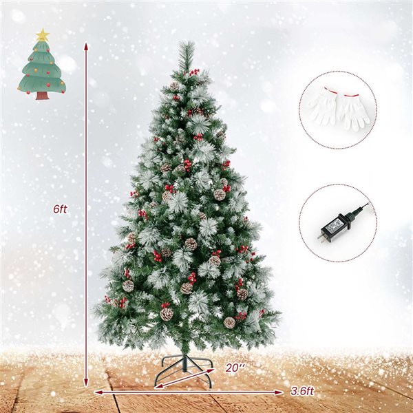 Costway 6-ft Pre-Lit Artificial Christmas Tree Hinged with Pine Needles - 350 LED Lights