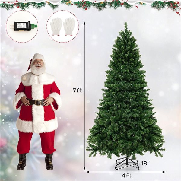 Costway 7-ft 1188 PVC Branch Tip Artificial Xmas Tree - 700 Warm White LED Lights