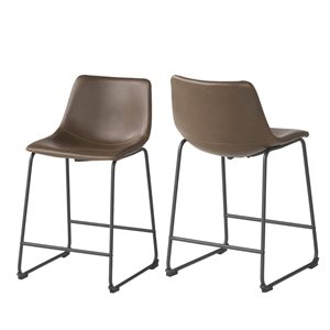 Mondawe Bar Stools With Faux Leather Seat, Set of 2