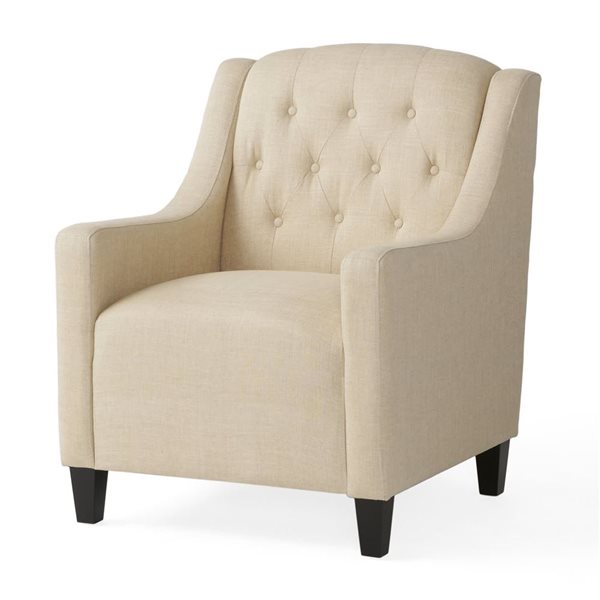 Mondawe Off-White Arm Chair with Tufted Back