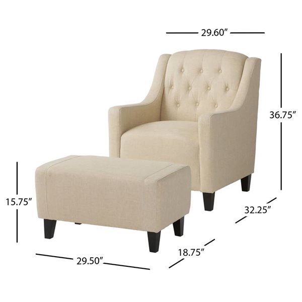 Mondawe Off-White Arm Chair with Tufted Back