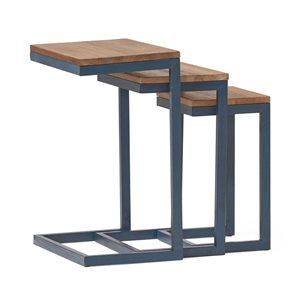 Ensemble de 3 tables gigognes industrielles modernes Mondawe en bois de sapin