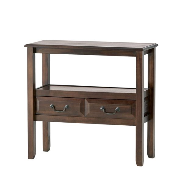 Table console en bois Mondawe avec 2 tiroirs et 1 étagère