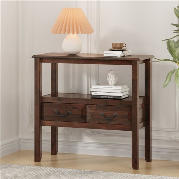 Mondawe Wooden Console Table with 2 Drawers and 1 Shelf