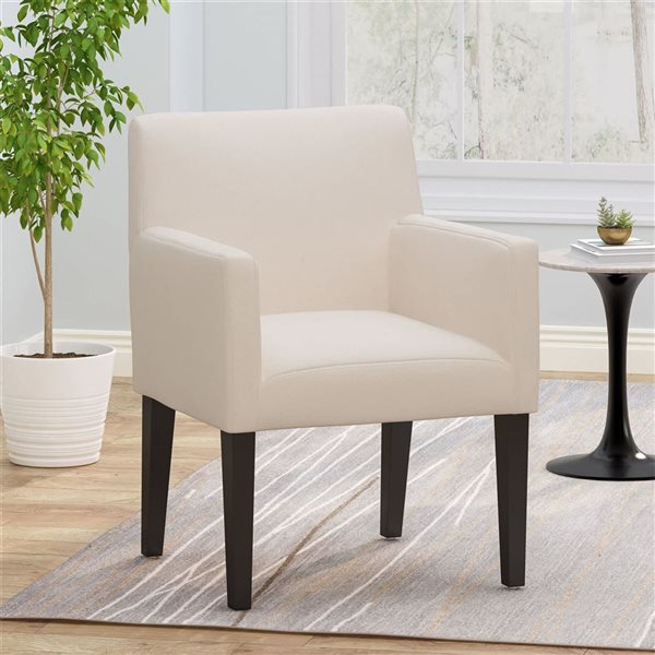 Mondawe Off-White Arm Chair with Tufted Back