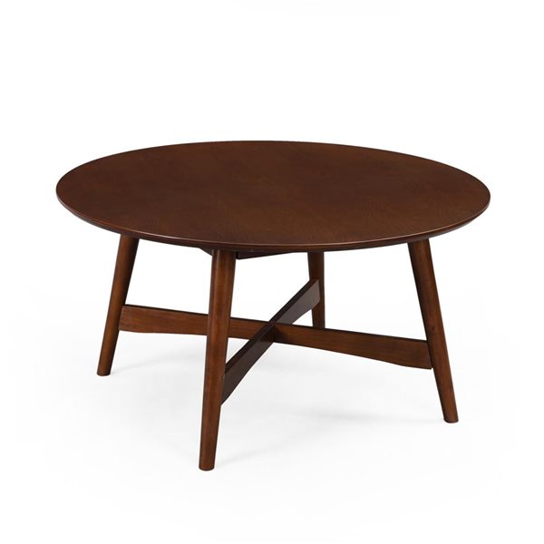 Mondawe Wooden Round Coffee Table with X-Cross Base