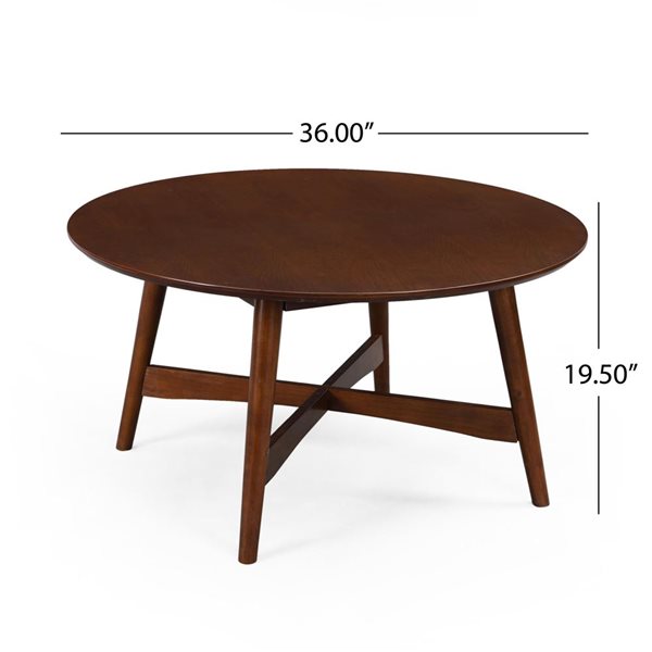 Mondawe Wooden Round Coffee Table with X-Cross Base