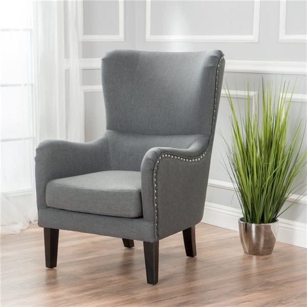 Mondawe Grey Arm Chair With Fabric Seat