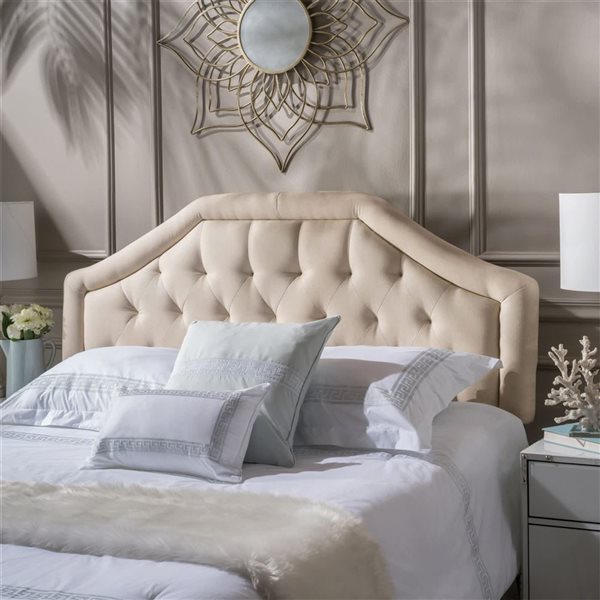 Tête de lit rembourrée beige Mondawe lit double