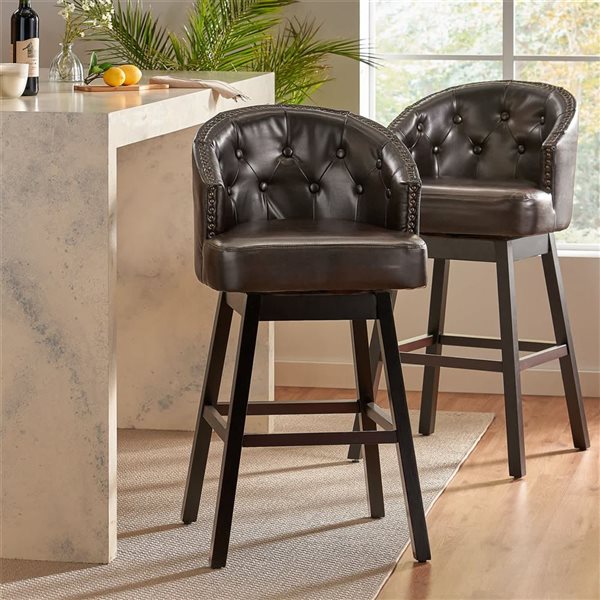 Tabourets de bar Mondawe avec siège en cuir, lot de 2