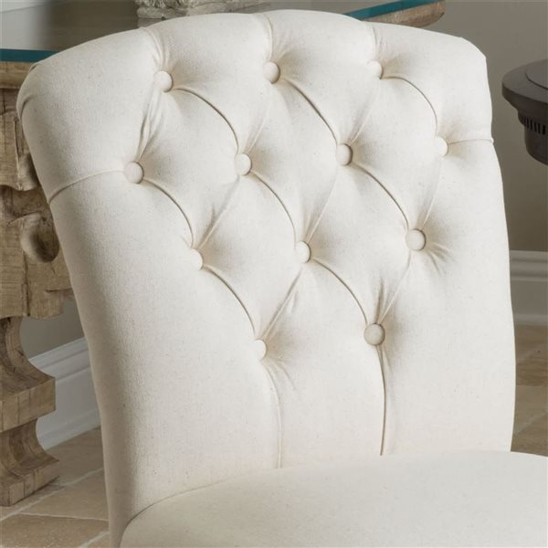 Chaise de salle à manger blanche Mondawe avec siège en tissu