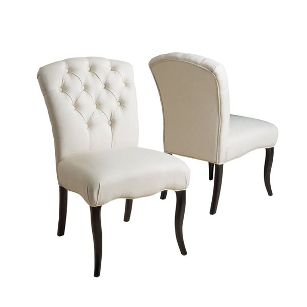 Mondawe White Dining Chair With Fabric Seat