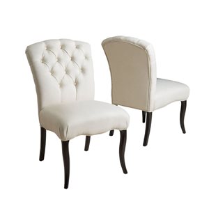 Mondawe White Dining Chair With Fabric Seat