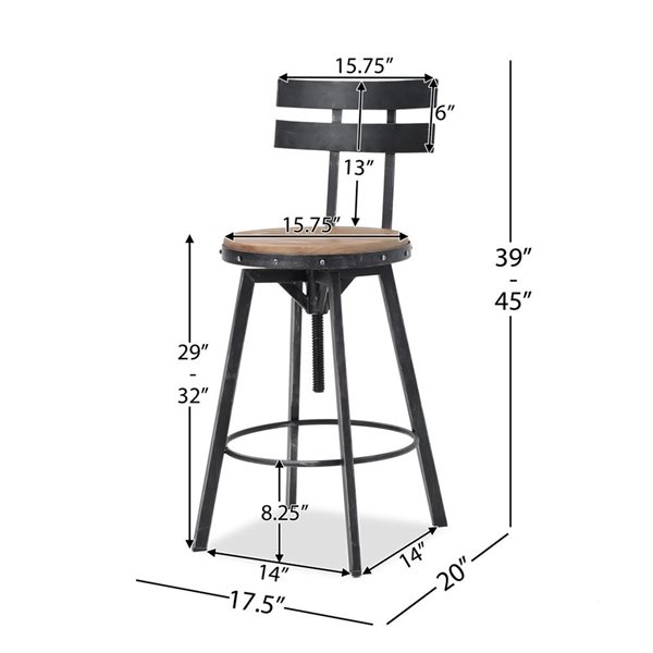 Tabourets de bar pivotants Mondawe avec siège en bois