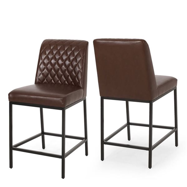 Tabourets de bar Mondawe avec siège en cuir, lot de 2