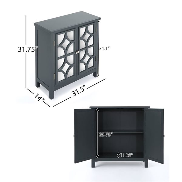 Armoire à double porte Mondawe rectangulaire avec finition miroir