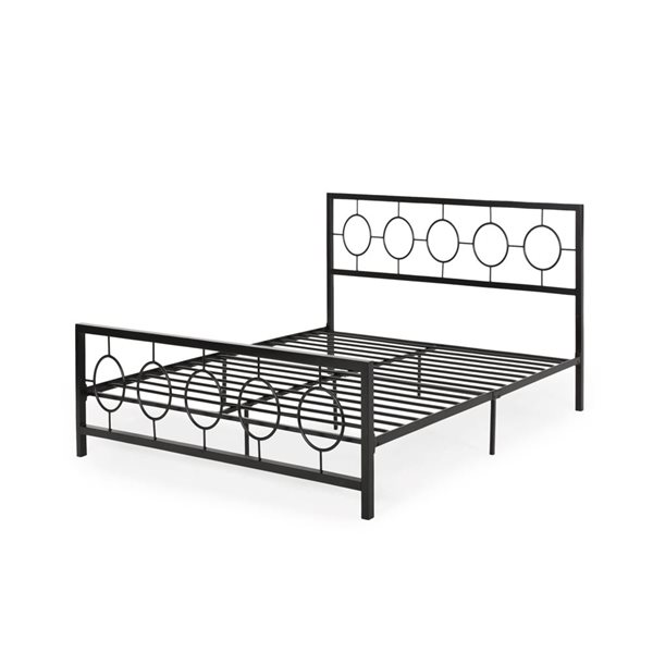 Mondawe Black King Size Metal Bed Frame with Headboard and Footboard