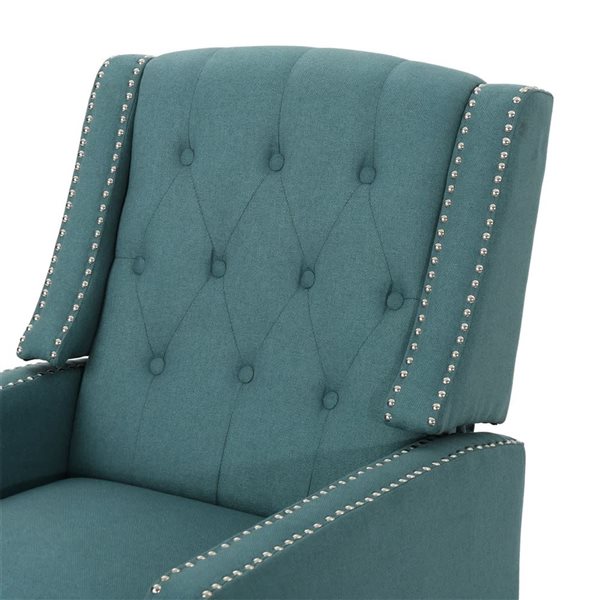 Mondawe Green Push Back Arm Chair With Fabric Seat