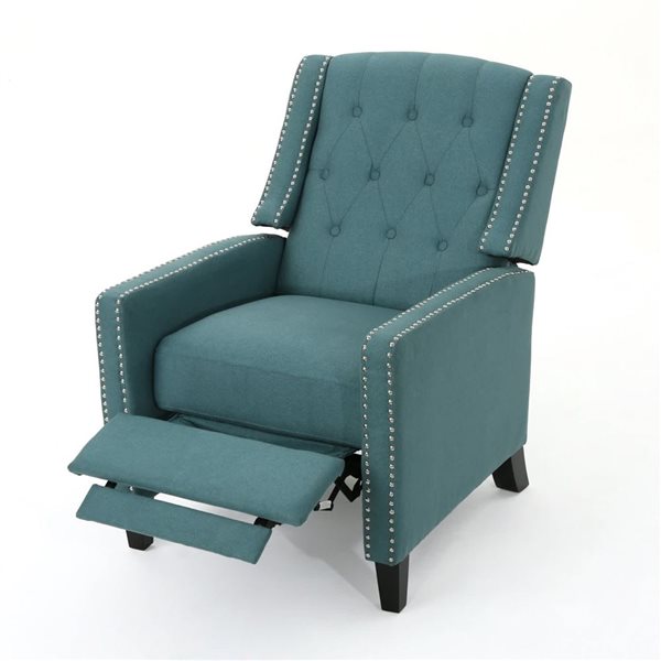 Mondawe Green Push Back Arm Chair With Fabric Seat