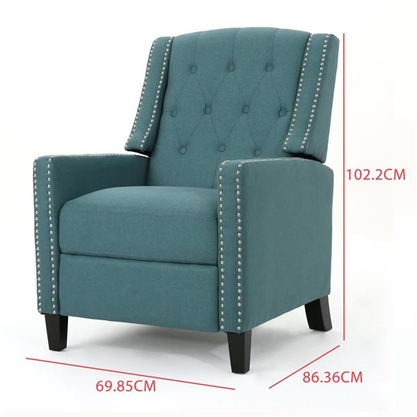 Mondawe Green Push Back Arm Chair With Fabric Seat