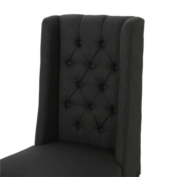 Chaise de salle à manger noire Mondawe avec siège en tissu