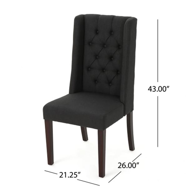 Chaise de salle à manger noire Mondawe avec siège en tissu