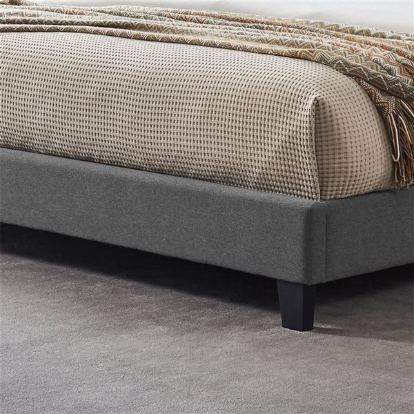 Mondawe Gray King-Size Bed Frame with Contemporary Tufted Waffle Stitching