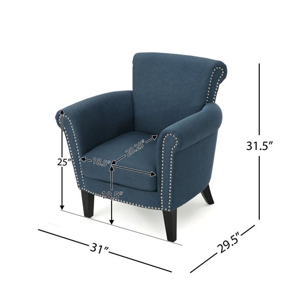 Fauteuil bleu Mondawe avec assise en tissu