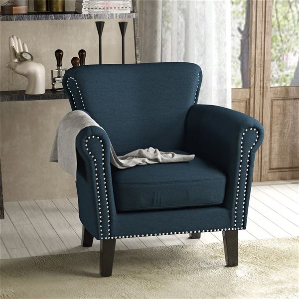 Fauteuil bleu Mondawe avec assise en tissu