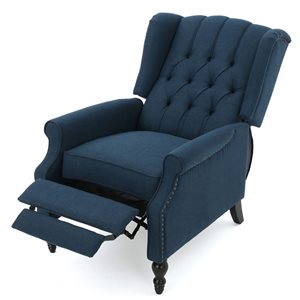 Mondawe Blue Push Back Arm Chair With Fabric Seat