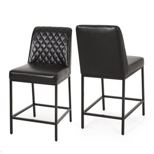 Tabourets de bar Mondawe avec siège en cuir, lot de 2