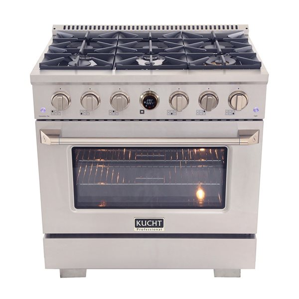 KUCHT 36-in 5.2 ft³ 6-Burner Natural Gas Dual Fuel Range with Horus Thermostat - Stainless Steel