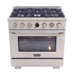 KUCHT 36-in 5.2 ft³ 6-Burner Natural Gas Dual Fuel Range with Horus Thermostat - Stainless Steel