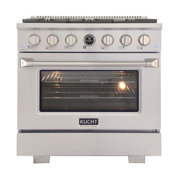 Cuisinière biénergie à gaz propane KUCHT 36 po 5,2 pi³ 6 brûleurs avec thermostat Horus - acier inoxydable