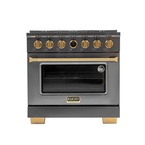 Cuisinière biénergie à gaz propane KUCHT 36 po 5,2 pi³ 6 brûleurs avec thermostat Horus - acier inoxydable titane